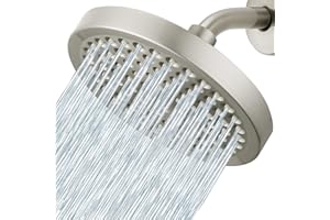 Voolan High Pressure Rain Shower Head - Luxury Modern Look - The Perfect Adjustable Replacement For Your Bathroom Showerhead - Comfortable Shower Experience Even at Low Water Flow (6” Brushed Nickel)