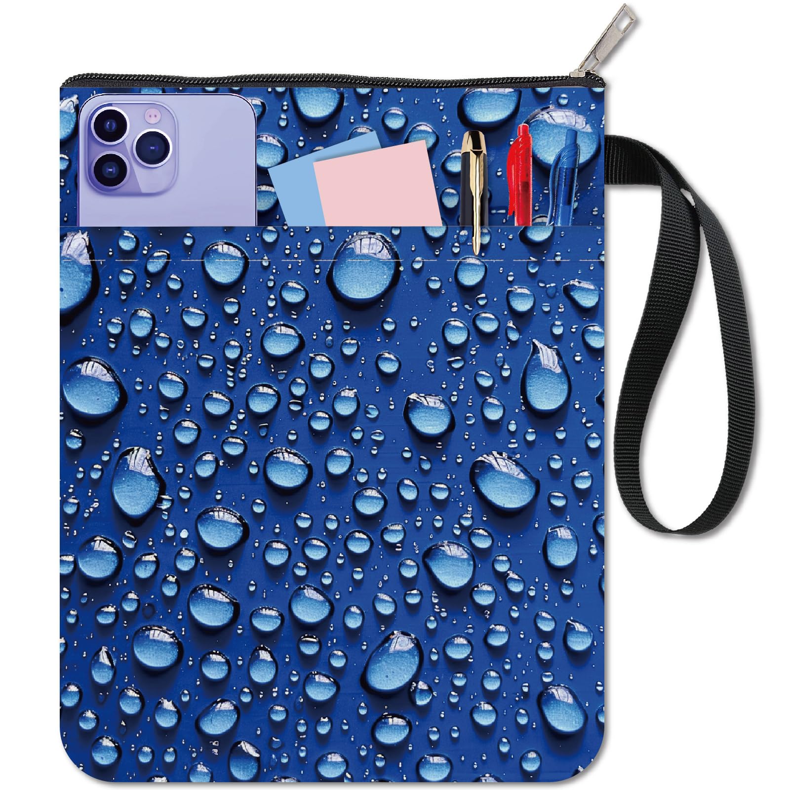 CRASPIRE Water Glob Book Sleeve Protector with Zipper Waterproof Canvas Pouch Double-Sided Covers for Book Lovers Hardcover Notebook Bible Journal Textbooks Paperbacks Student 11 x 8.66 Inch Bag