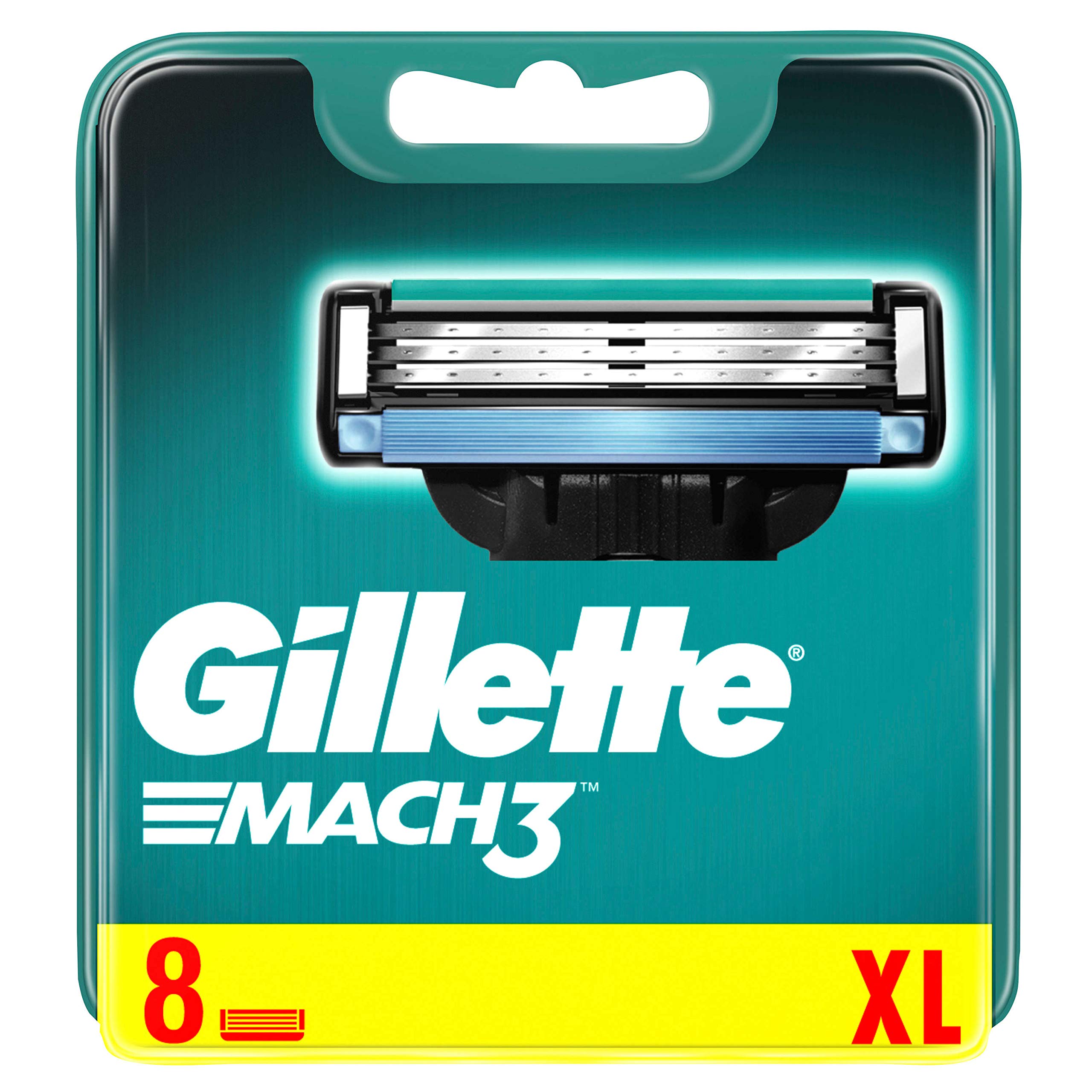 Gillette Mach3 Razor Blades, 8 Replacement Blades for Men's Wet Razors with Triple Blade