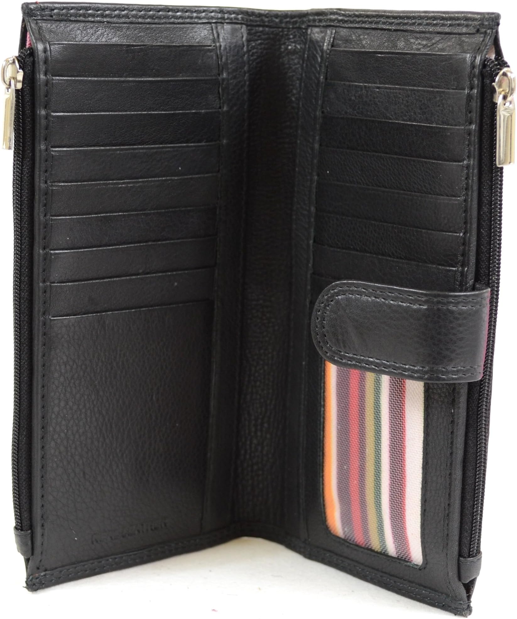 Ladies Large Soft Nappa Leather Purse with Multiple Credit Card Slots and Pockets (Black, Brown, Tan, Red)