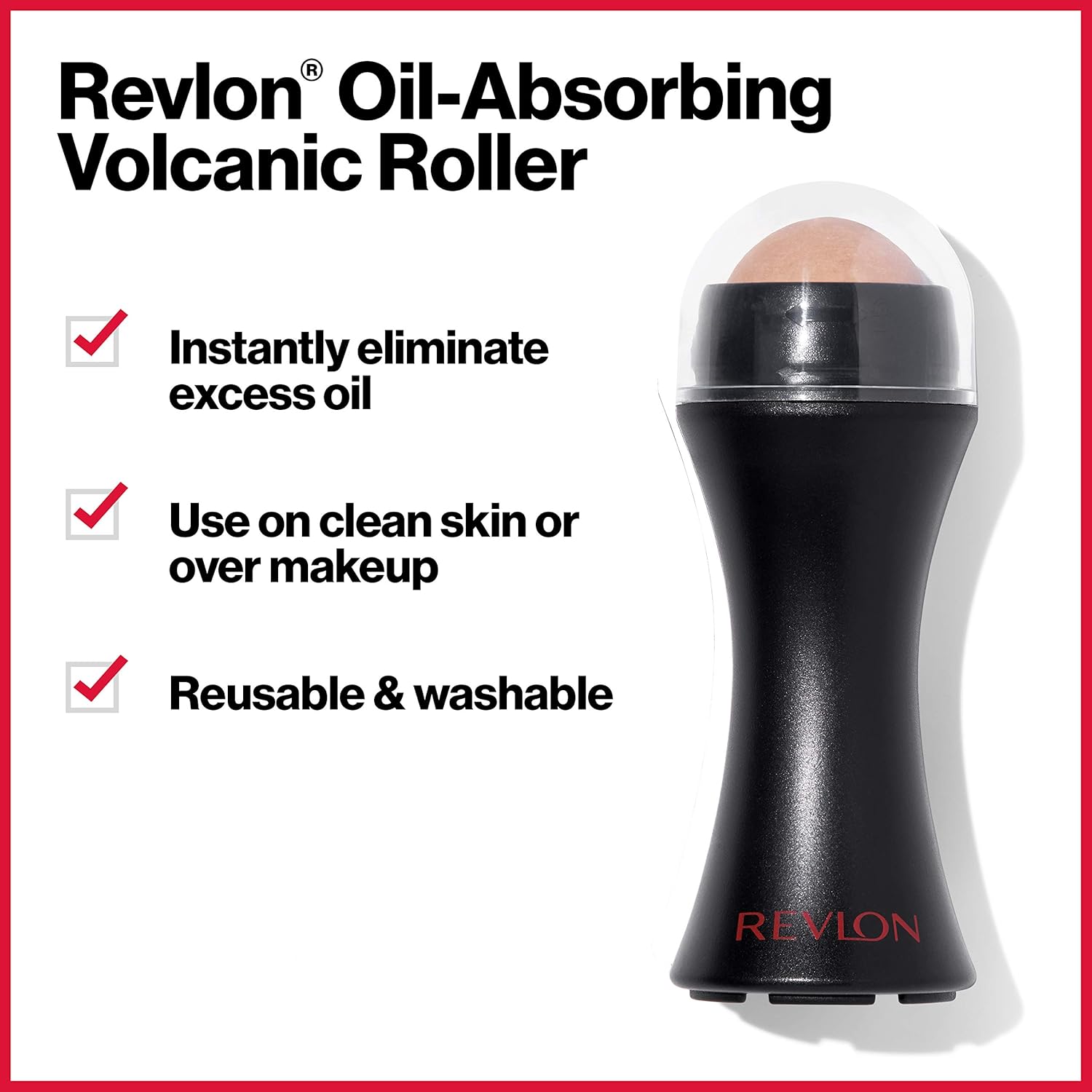 REVLON Oil-Absorbing Volcanic Face Roller, Reusable Facial Skincare Tool for At-Home or On-the-Go Mini Massage: Beauty