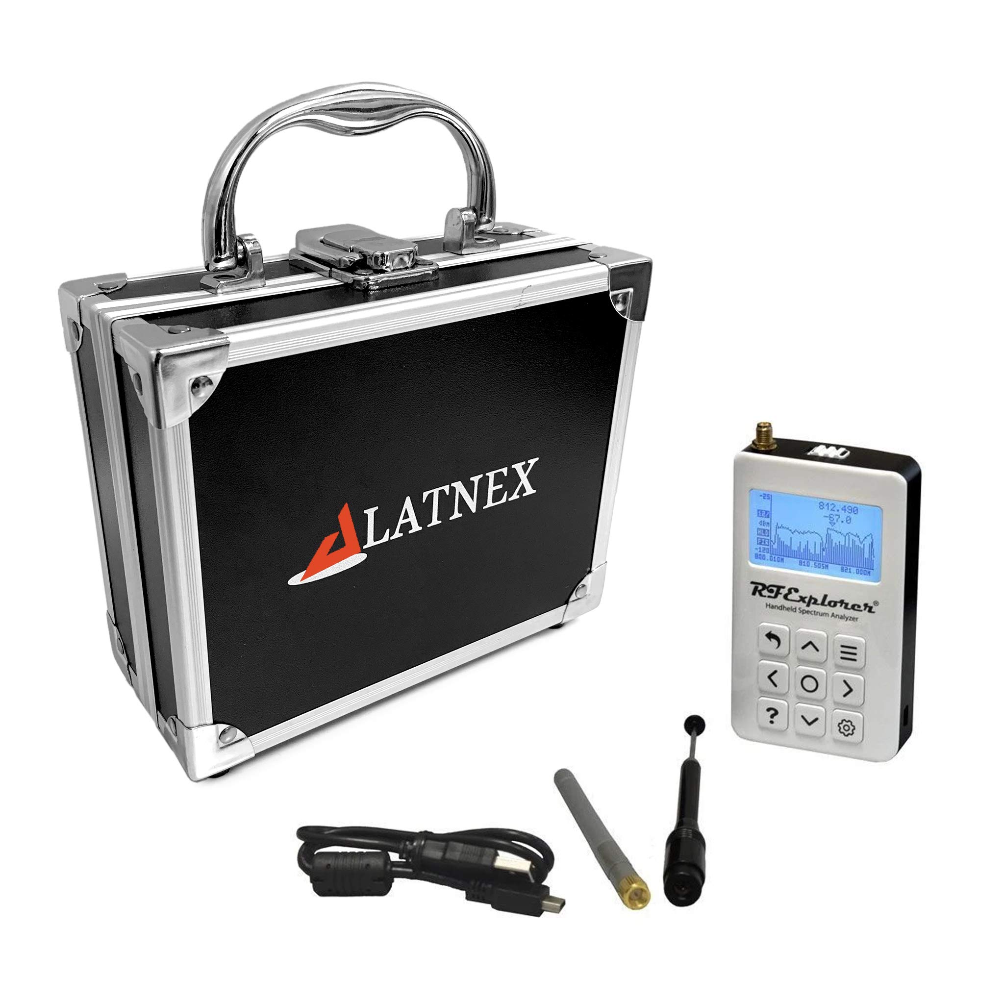 LATNEX RF Explorer and Spectrum Analyzer with Aluminum Carrying Case (ISM Combo Plus)