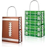 Lesnala 16Pcs Football Bags Party Favors with Handles Paper Rugby Candy Handbag for Giving Out Birthday Present and Sports Game Theme Small Gifts Packaging 2 Types