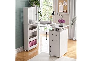 Kikihouse Manicure Table Nail Desk for Nail Tech w/Glass Door Storage Cabinets & Wrist Rest, Beauty Salon Nail Supplies Decor Workstation Acetone Resistant, with Dust Collector (White)