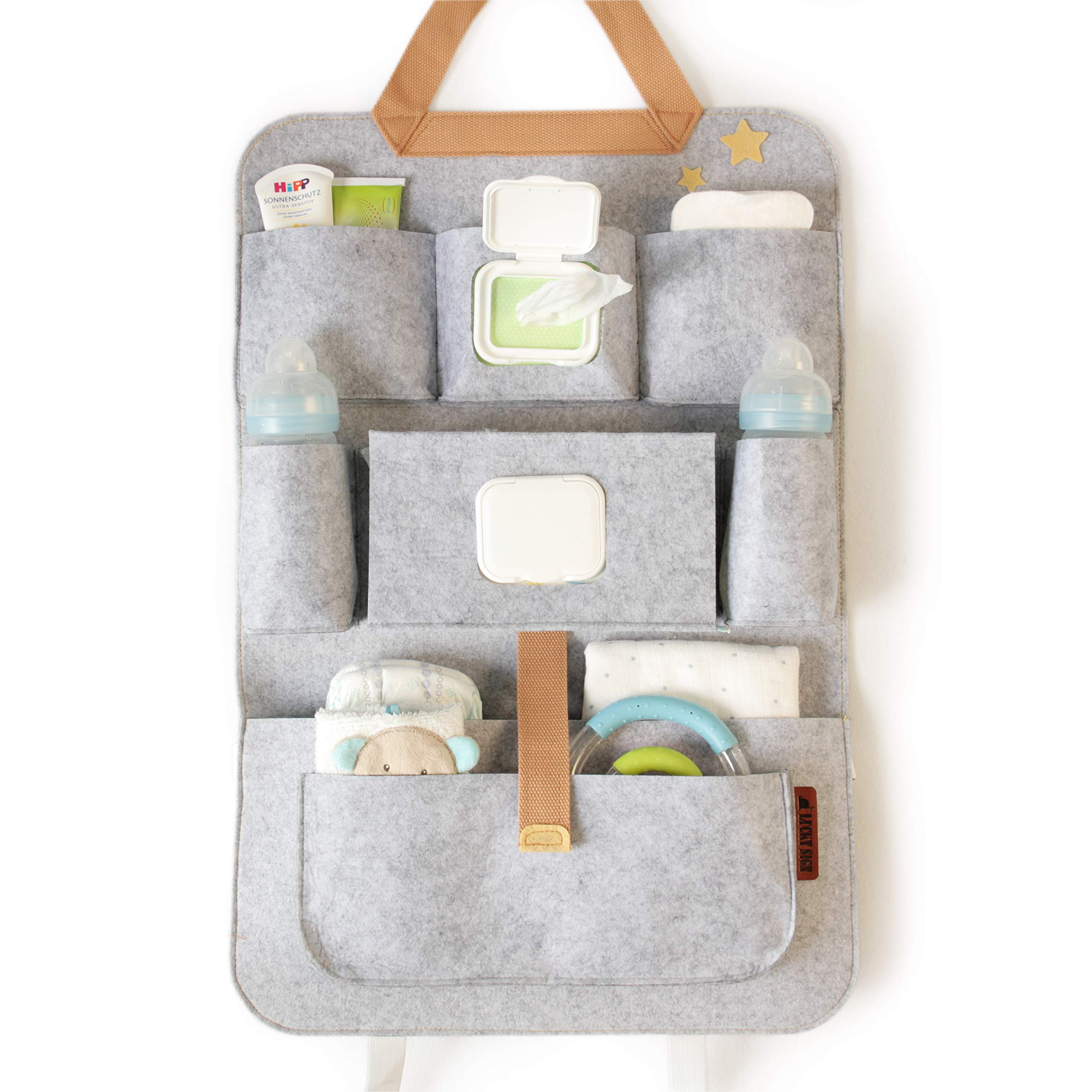 Lucky Sign Car Back Seat Organizer for Baby with Multi Pocket Felt, 62 x 41cm - Yellow