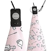 Magnetic Golf Towels for Golf Bags with Clip & Ultra Strong Magnet - Waffle Weave Microfiber Towel for Secure Hold on Bags & Carts - Ideal Club Cleaner & Accessories - Doodle Sketch