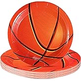 Vesici 40 Pcs Basketball Dessert Plates Basketball Paper Plates Round Kids' Party Plates for Food Cake Birthday Sport Theme Party Decorations Supplies, 7 Inches