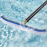 Heavy Duty 8FT Pool Brush Combo - 2-in-1 Pool Scrubber with Aluminum Frame & Nylon Brush Head, Adjustable Rustproof Metal Pole for Deep/Shallow Pools (Residential or Commercial)