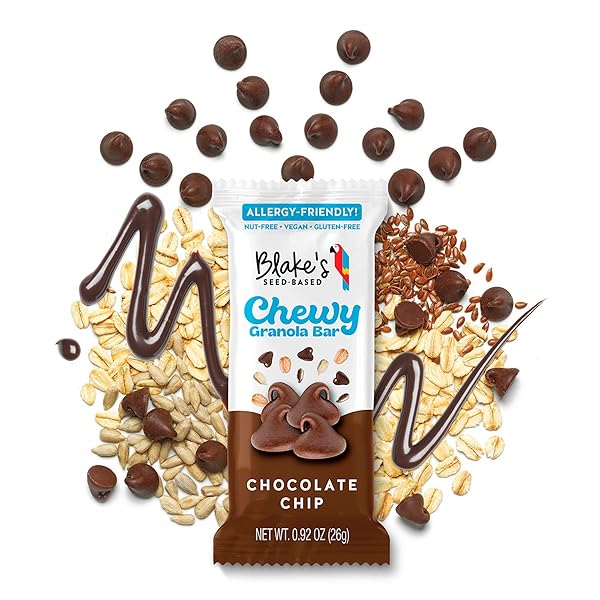 BLAKE’S SEED BASED CHEWY GRANOLA BARS — CHOCOLATE CHIP (5 COUNT), VEGAN, GLUTEN FREE, NUT FREE & DAIRY FREE, HEALTHY SNACKS FOR KIDS OR ADULTS, SCHOOL SAFE, LOW CALORIE SOY FREE SNACK