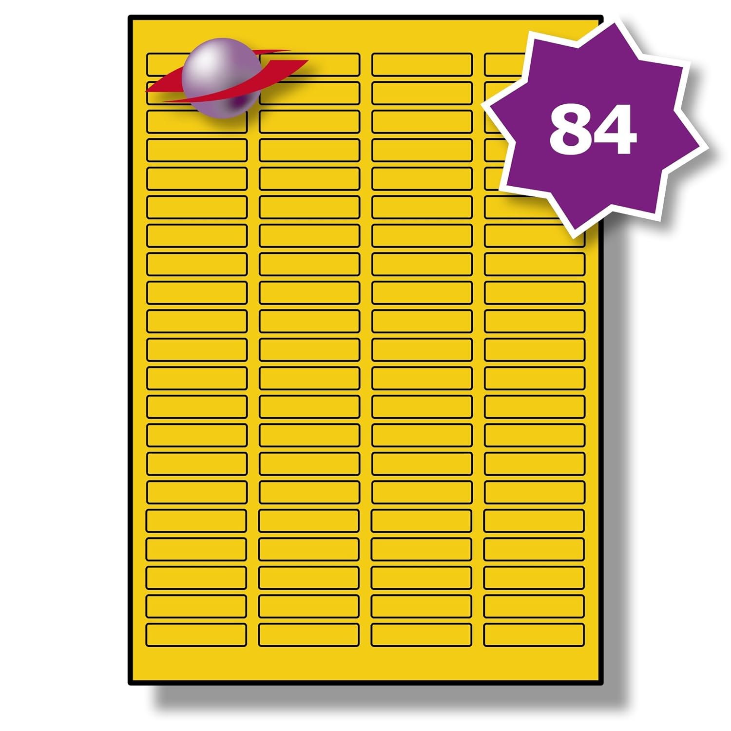 84 Per Sheet, 5 Sheets (420 YELLOW Labels). Label Coloured