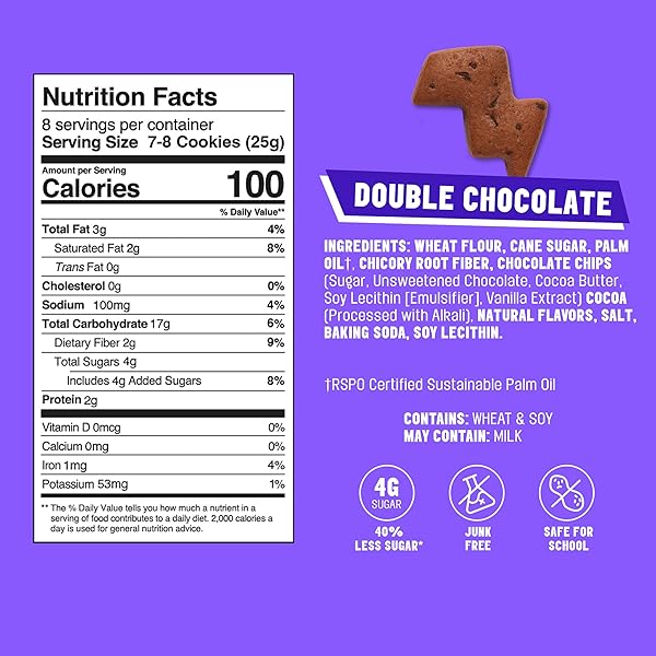 MAVERICKS DOUBLE CHOCOLATE BOLT COOKIES – PLANT-BASED CHOCOLATE CHIP COOKIES, PLANT BASED SNACK FOR KIDS, NUT FREE, 40% LESS SUGAR – 7 OZ BOX (1 PACK)