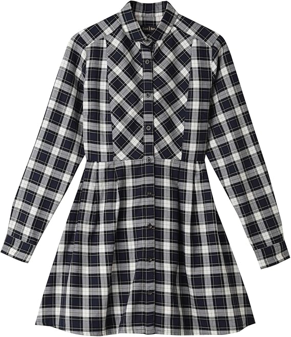 Amazon イーストボーイ Eastboy ビエラ先染めチェックシャツワンピース ネイビー系 11号 ワンピース チュニック 通販