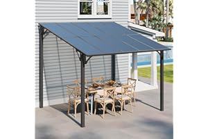 JY QAQA PET JY QAQA 10x10FT Outdoor Pergola, Gazebo Pergola with Sloped Roof, Large Wall Mounted Heavy Duty Awning for Patio, Deck, Backyard Outdoor pergola