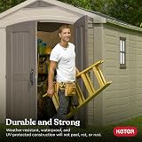 Keter Factor 8x11 Resin Shed Wood Texture Window Lockable Pad Extended Roof view 6