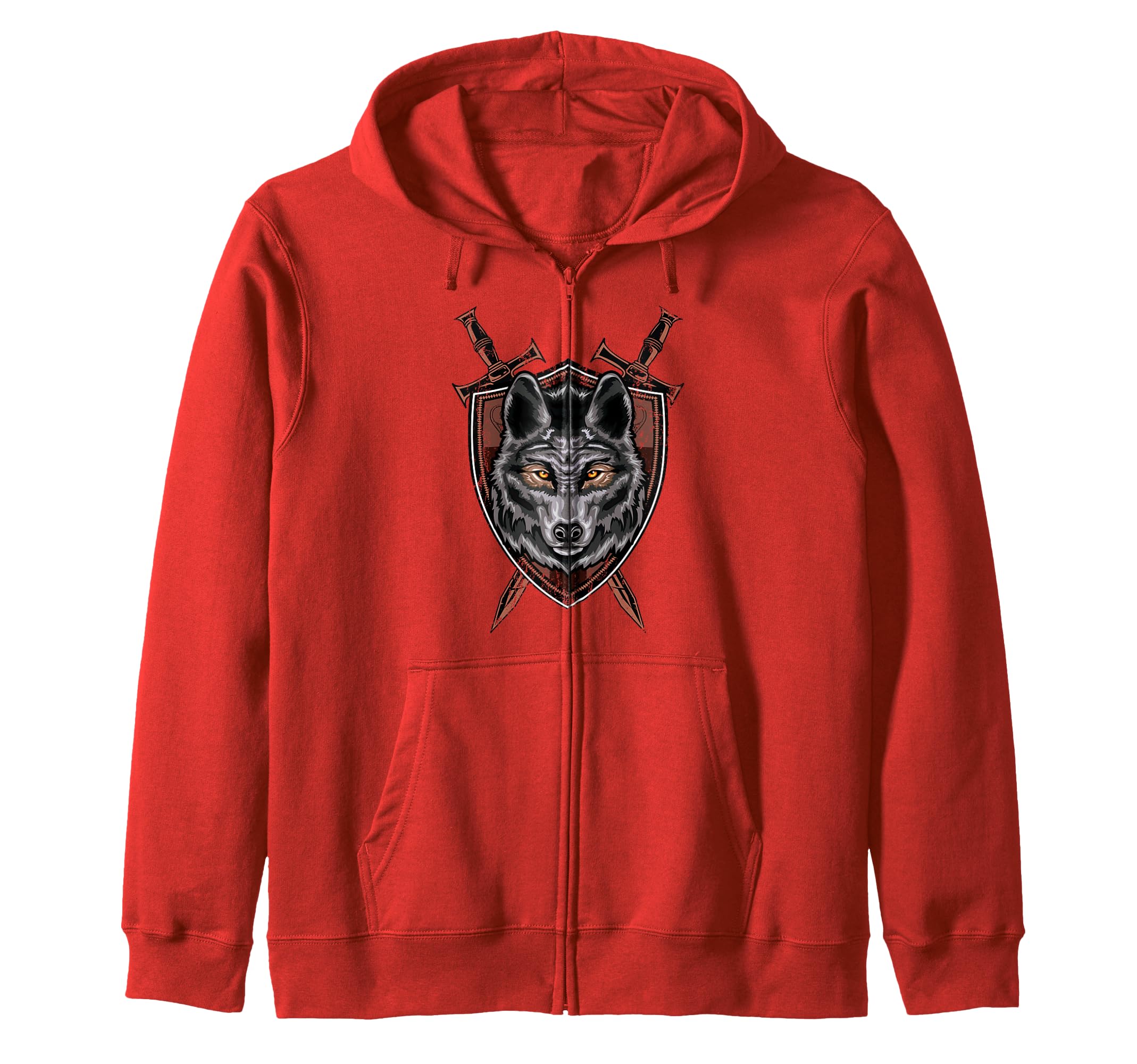 Wolf Sword Shield Renaissance Medieval Knight House Sigil Zip Hoodie