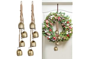 JOBOSI 2pcs Copper Bell for Christmas Decor - Garland, Door, Tree Ornament - Cow Bell for Holiday Decorations