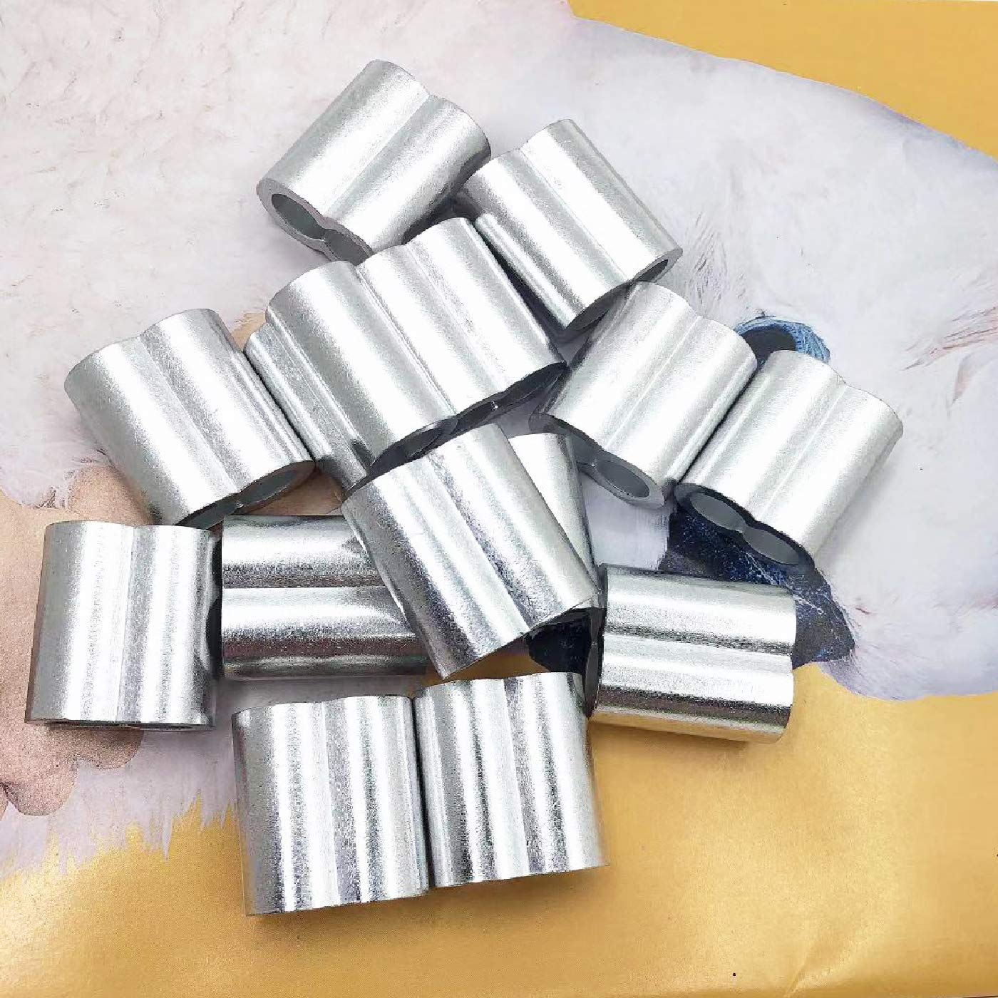 Luckkyme Aluminum Crimping Loop Sleeve Cable Crimp for 3/8 Diameter