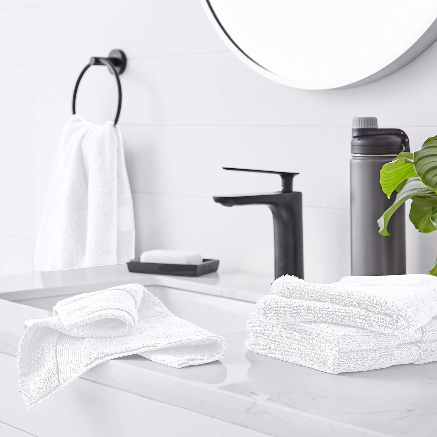 Basics Dual Performance Washcloths - 12-Pack, Scenic Snow: Home & Kitchen