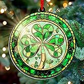 FLAGWIX Christmas Irish Gifts for Women Men - Suncatcher Ornaments 2025 for Tree Decorations - Spiritual Gifts for Women Men, Irish Ornaments for Good Luck Shamrock Home Decor
