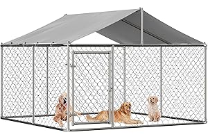 Tmsan Dog Kennel Outdoor, Dog House with Waterproof Roof & Secure Lock, Large Dog Crate Fence, Outside Pet Playpen for Chicken, Rabbit, Cat, 7.5ft