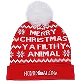 Mad Engine Home Alone Merry Christmas Fold Cuff Pom Adult Knit Beanie Red
