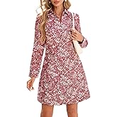 EZAPINE Women Spring Dress 2026 Womens Summer Mini Dresses Floral Puff Sleeve Zipper A line Dress for Women with Pockets