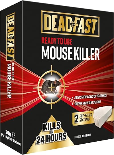 Deadfast Ready to Use Pre-Baited Mouse Killer Bait Station Twin Pack White