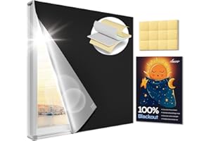 OTUOER Blackout Curtains for Bedroom (45"x57"),Portable Blackout Blinds with Stickers,No Drill Blackout Sahdes & Window Curtains for Baby Nursery,Travel Use Black