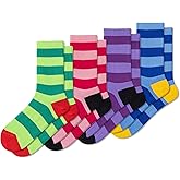 Fszsaa Fun Novelty Socks For Women Striped Retro Sporty Calf Socks Casual Cotton Tube Crew Socks