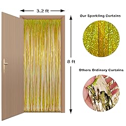 Melsan Gold Foil Curtain, 2 Pack 3.2 ft x 8.2 ft