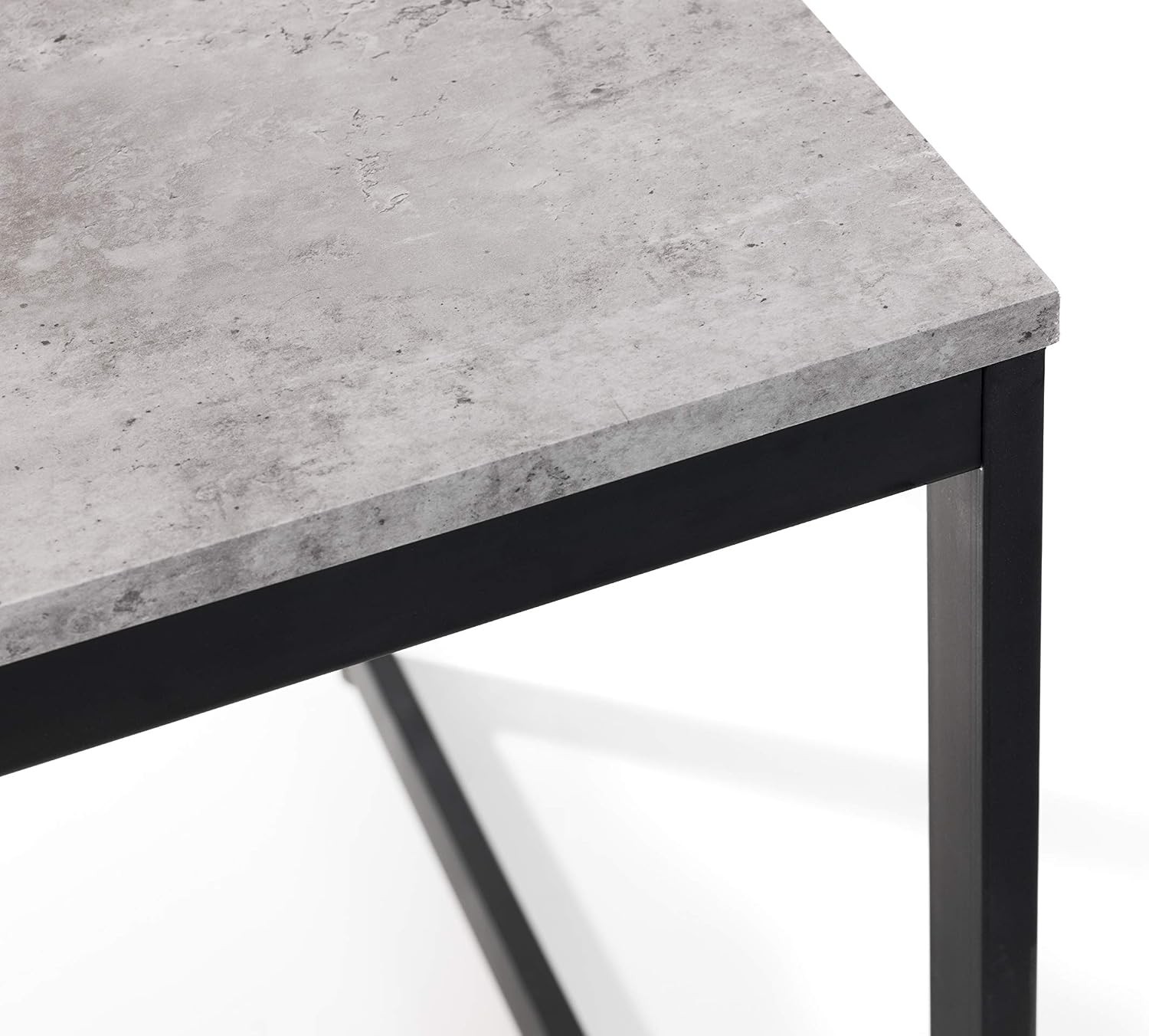 Julian Bowen Concrete Effect Staten Dining Table, Concrete/Black, Height: 75, Width: 120, Depth: 80cm - Image 4