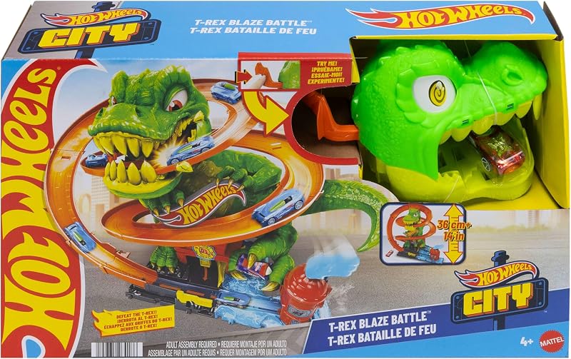 City T-Rex Flammenkampf und 1:64 Druckguss-Auto
