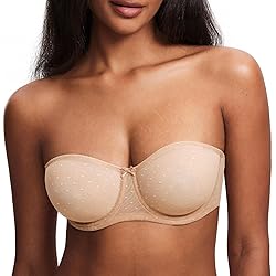 DOBREVA Women's Mesh Strapless Bra Sheer Unlined