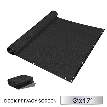 3 x 17, Solid Black: Windscreen4less Deck Privacy Screen for Backyard, Patio, Balcony, Pool, Porch, Railiing, Gardening, Fence Shield Rails Protection Bl