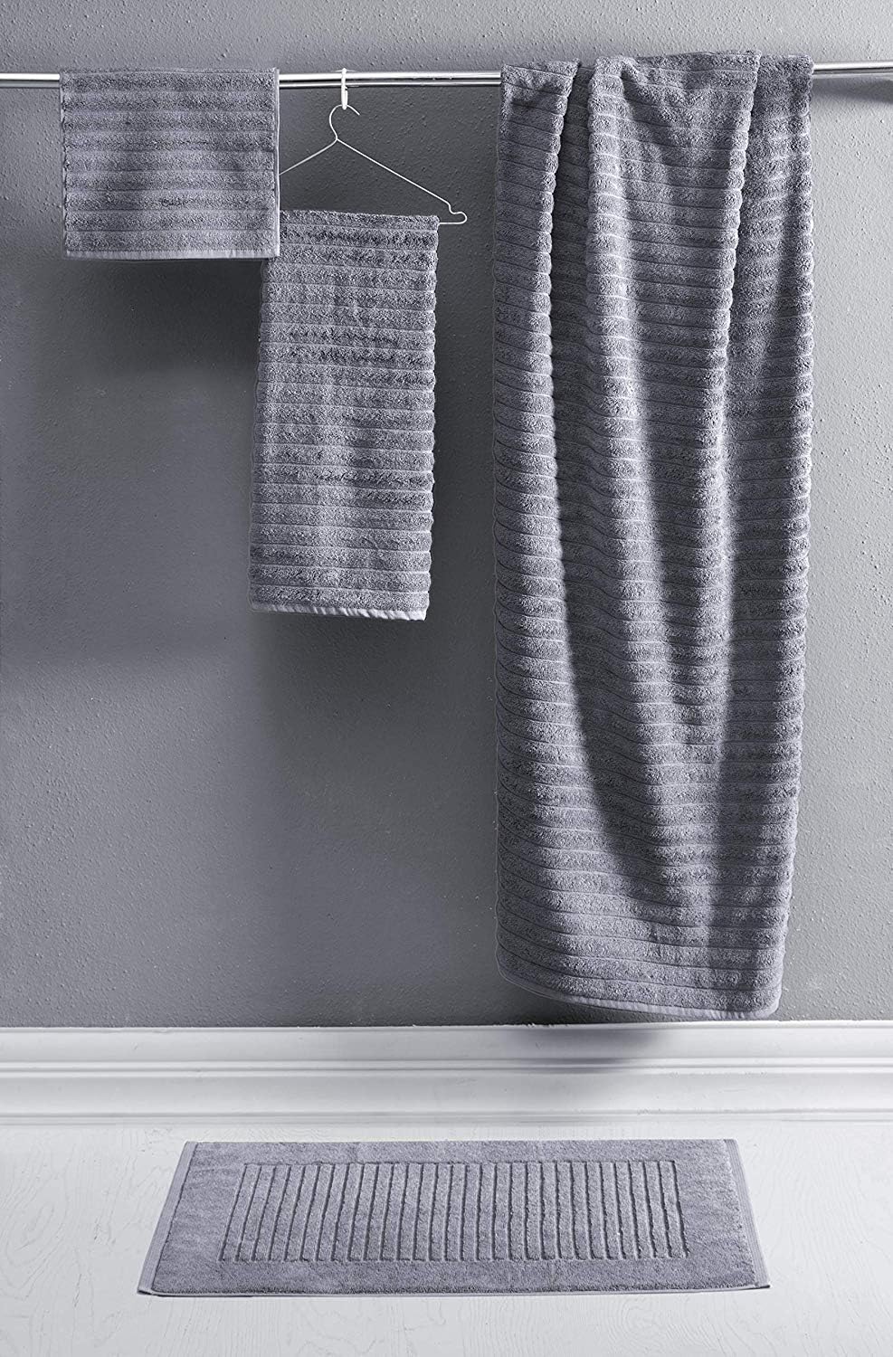 Classic Turkish Towels Luxury Bath Towel Set - Soft and Thick Oversized Ribbed Bathroom Towels Made with 100% Turkish Cotton (Platinum, 40x65 Bath Sheets): Home & Kitchen