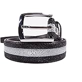 Pelgio Genuine Stingray Shagreen Skin Leather Long Strip Casual Men's Belt 46" Black (Black)