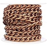 CleverDelights Bulk Curb Chain - 6x8mm Link - 10 Feet - Antique Copper Color