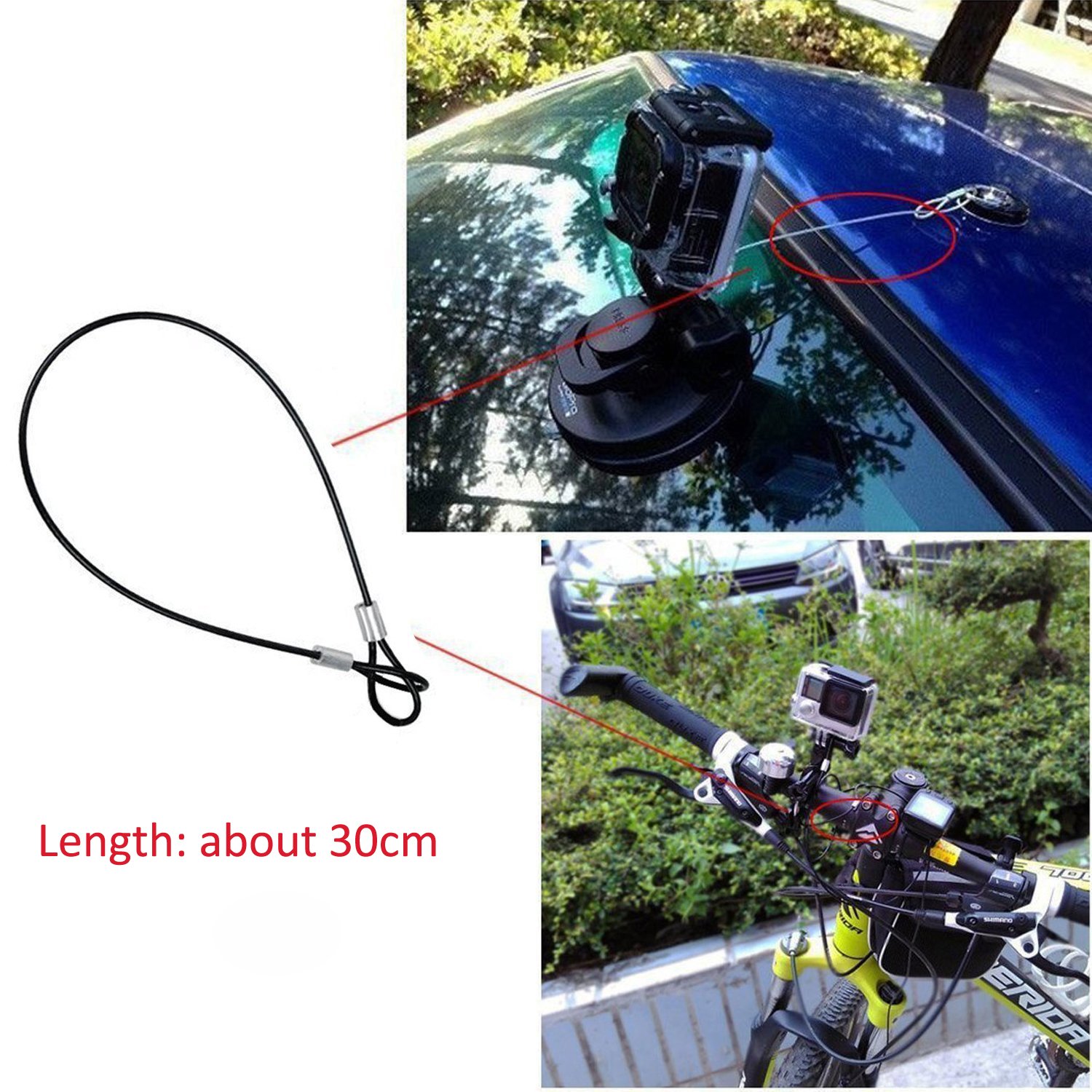 MyArmor Backpack Bag Strap Quick Release Clip Clamp Mount with Stainless Steel Safety Tether Keeper Lanyard 30cm for GoPro Hero 5/4/3/2/HD Action Camera