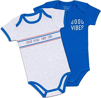 Popsi Lot De 2 Bodies Bebe Garcon Taille 6 36 Mois Couleur Bleu Gris Amazon Fr Vetements Et Accessoires