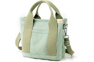 ABOUME Canvas Tote Bag for Women Small Tote Bag with Zipper Canvas Crossbody Bag Shoulder Bag Satchel Handbag with Compartments