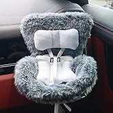 Doll Car Seat Compatible with Labubu, Chair for 10-17cm Dolls - Adjustable Safety Strap, Air Vent Clip & Desktop Stand, Soft Cushion, Cute Car Ornament Gift for Collectors & Fans (Grey)