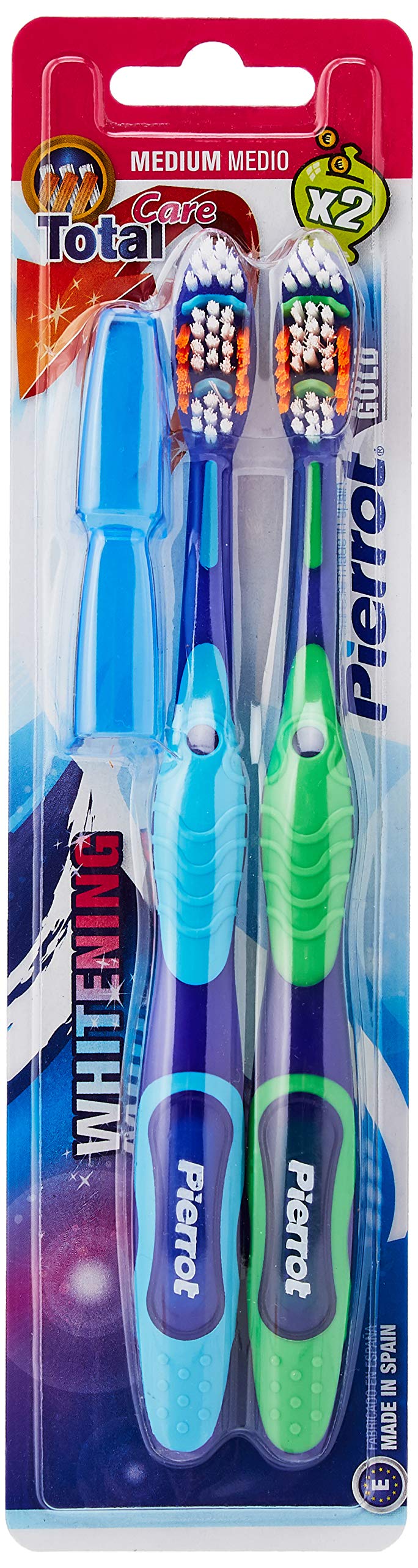 PIERROT Manual Toothbrush Medium 190mm Pierrot Gold. Medio. Pack 2 Premium