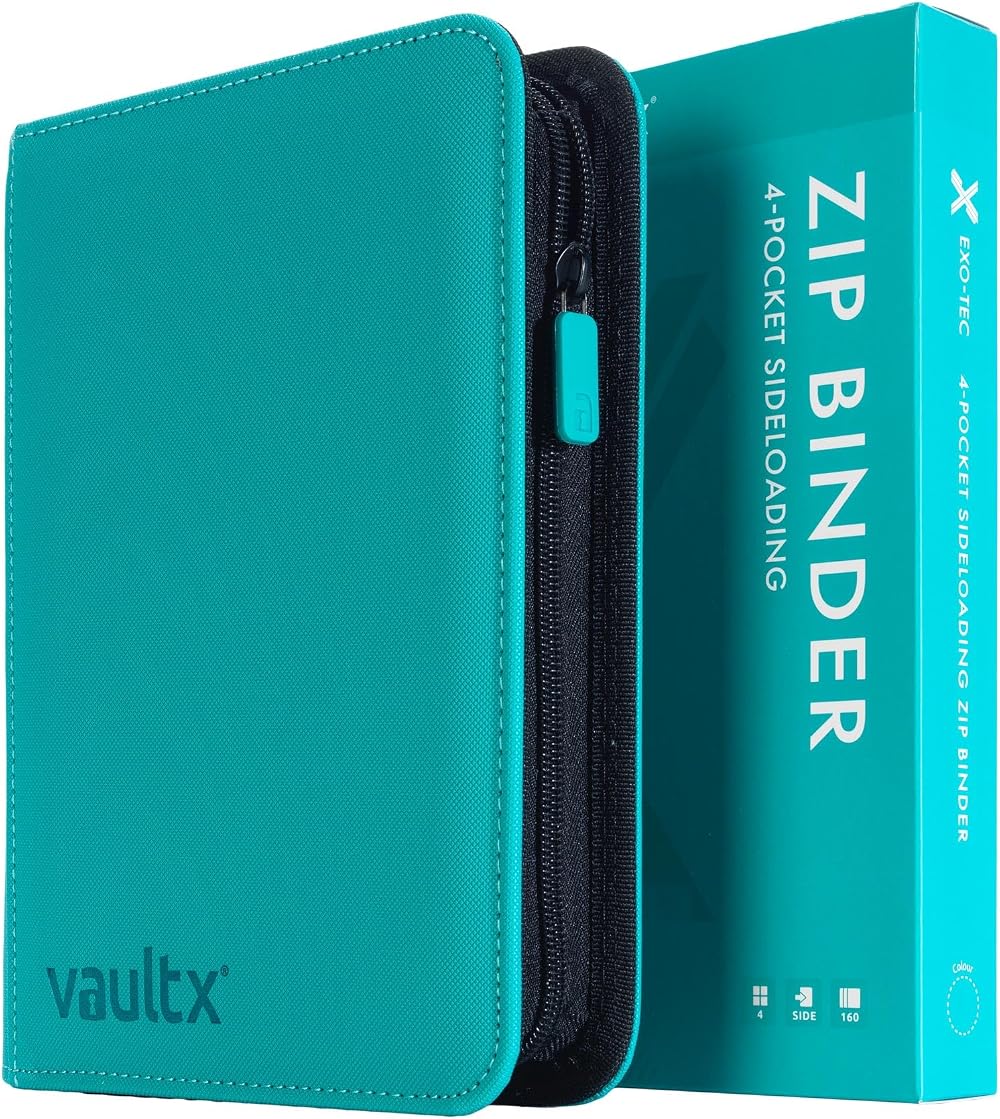 Vault X 4 Pocket Trading Card Zip Binder Teal 160 Cards Exo-Tec