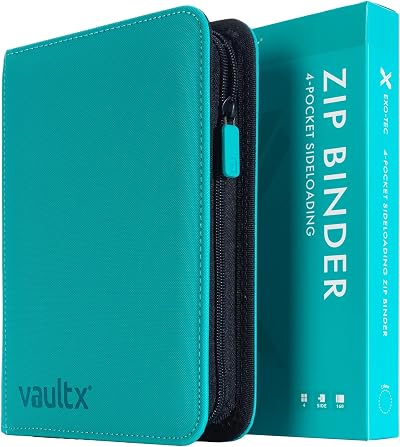 Vault X 4 Pocket Trading Card Zip Binder Teal 160 Cards Exo-Tec