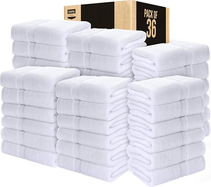 Utopia Towels 36 Cotton White Bath Towels Bulk Pack, 24 x