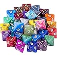 AUSTOR 35 Pieces Polyhedral Dice 8 Sided Game Dice Set Mixed Color D8 Dice Assortment with a Black Velvet Storage Bag for DND RPG MTG Table Games