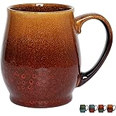 Bosmarlin Extra Large Ceramic Coffee Mug, 24 Oz, Dishwasher and Microwave Safe, Big Oversized Tea Cup, Reactive Glaze (Orange&Red)