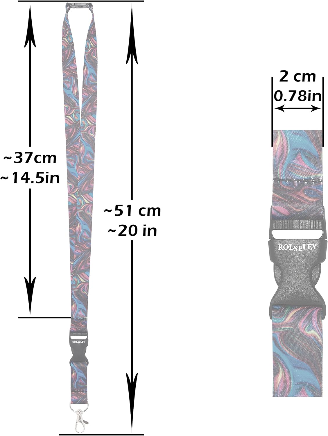 ROLSELEY Polyester Multicolour Lanyard Neck Strap with EMOTICON Yellow Smiley Face Pattern with Metal Clip and Safety Breakaway - Image 4