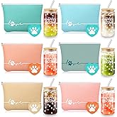 Sliner 6 Sets Veterinary Gift for Women Inspirational 16 oz Glass Cups with Lid Makeup Bag with Stress Toy Vet Tech Assistant Receptionist Dog Lover Cat Groomer Gifts Must Haves (Vivid Color)