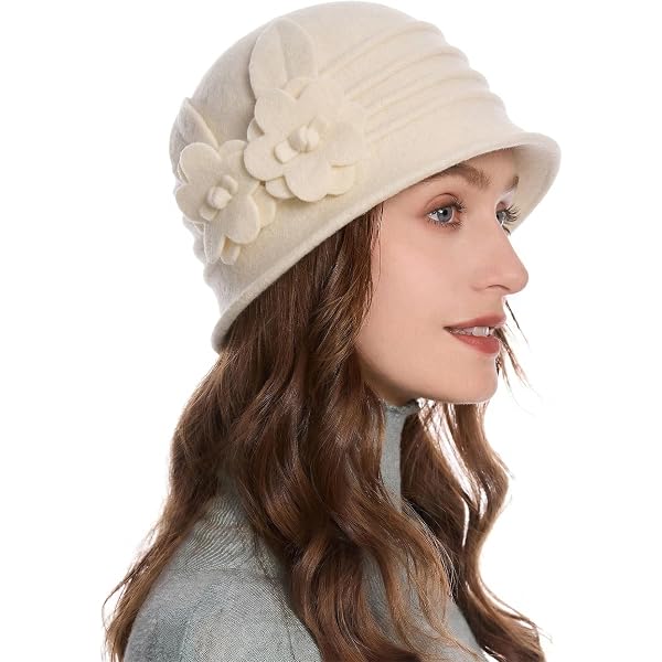 9627 Womens Gatsby 1920s Winter Wool Cap Beret Beanie Crochet Bucket Flower Womens Gatsby 1920s Winter Wool Cap Beret Beanie Crochet  main image 2